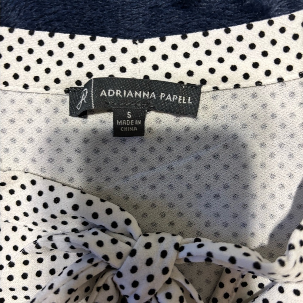 Adrianna Papell Black & White Polka Dot Tie-Neck Blouse #7